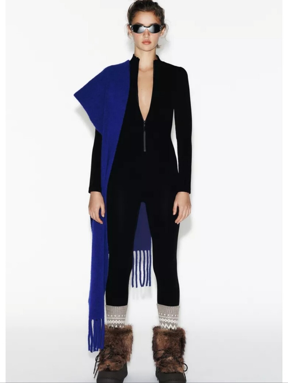NWT Zara Black Seamless Merino Wool Ski Jumpsuit Small